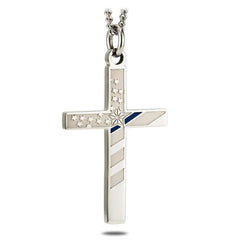 Patriotic Thin Blue Line Cross Necklace – Faith & Protection