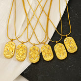 12 Zodiac Signs Gold Pendant Necklace – Celestial Vintage Charm Necklace