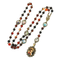 Retro Agate Stone Virgin Mary Seven Sorrow Rosary