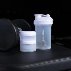 ARCTIC WHITE SHAKER BOTTLE WITH STORAGE COMPARTMENTS
