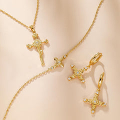 Floral Cross November Sunflower Hoop Earrings