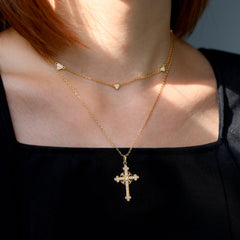 Fleur-de-Lis Radiance Cross Pendant Necklace