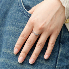 Personalized Pavé Wavy Enamel Stacking Ring