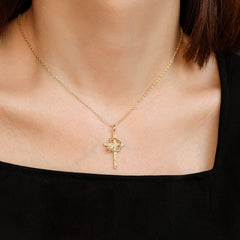 Crown of Thorns Rose Cross Pendant Necklace