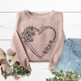 Mama Heart Embroidered Crewneck Sweatshirt