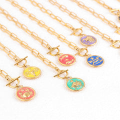 12 Zodiac Sign Pendant Necklace – Vintage Gold Astrology Charm Necklace