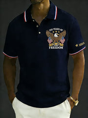Men's Retro 250th Anniversary of the United States Print Independence Day Cross Print Polo Shirt