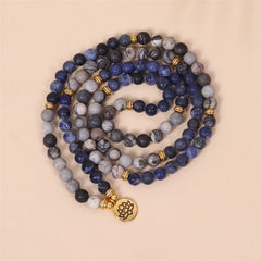 Faith Nova 108 Mala Beads Sodalite Zebra Jasper Crystal Lotus Strength Bracelet