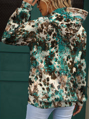 Women's Autumn Winter Hooded Lounge Top – Christmas Tree & Slogan Print, Casual Long Sleeve Pullover