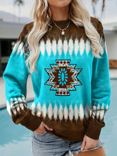 Women's Geometric Print Pullover Sweatshirt, Soft Long Sleeve Crew Neck – Ideal for Daily Wear and Layering