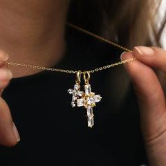 Byzantine Double Crosses Pendant Necklace