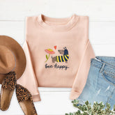 Bee Happy Embroidered Crewneck Sweatshirt