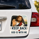 Keep Back, God Is With Me, Adhesive-Free Magnetic Design, Suitable for Car Doors & Trunks