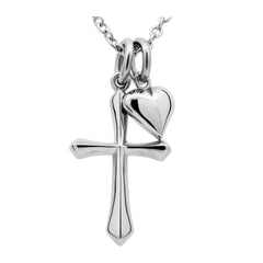Sterling Silver Heart & Cross Unity Pendant Necklace