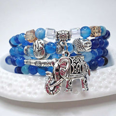 Faith Nova Natural Agate Elephant Buddha Hope Bracelet