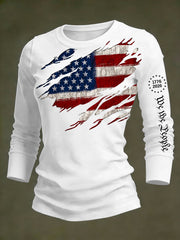 Women's 250th Anniversary National Flag Print Casual Long-Sleeved T-Shirt