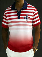 Men's Retro 250th Anniversary of the United States Print Independence Day Cross Print Polo Shirt