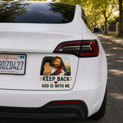 Keep Back, God Is With Me, Adhesive-Free Magnetic Design, Suitable for Car Doors & Trunks