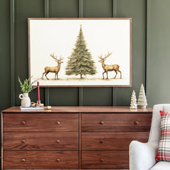 A Very Deer Christmas | Framed Wooden Art - Horizontal