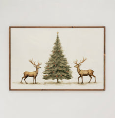 A Very Deer Christmas | Framed Wooden Art - Horizontal