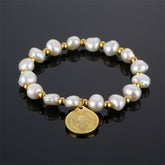 Saint Benedict Medal Irregular Pearl Bracelet