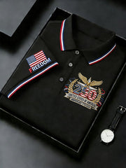Men's Retro 250th Anniversary of the United States Print Independence Day Cross Print Polo Shirt