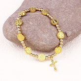 Gold-tone St. Benedict Cross Stretch Bracelet