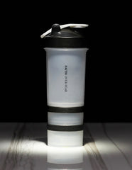 SHAKER BOTTLE WITH STORAGE COMPARTMENTS