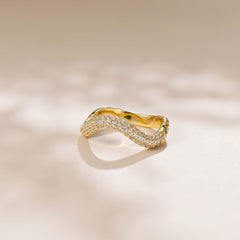 Pavé Wavy Enamel Statement Stacking Ring