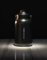 64OZ FLASK BLACK WHITE LETTERS