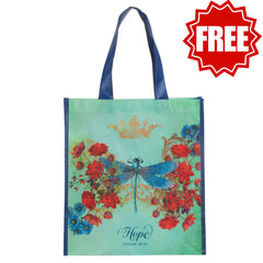 Hope Dragonfly Teal Non-Woven Coated Tote Bag - Isaiah 40:31