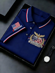 Men's Retro 250th Anniversary of the United States Print Independence Day Cross Print Polo Shirt
