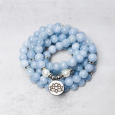 Faith Nova 108 Mala Beads Aquamarine Healing Bracelet