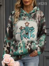 Women's Plus Size Tie Dye Cross Graphic Hoodie with Kangaroo Pocket, Long Sleeve, Relaxed Fit