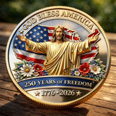 America 250th Anniversary Commemorative Badge Set – God Bless America Jesus Patriotic Badge Set