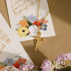 Floral Cross January Snowdrop Birth Flower Necklace