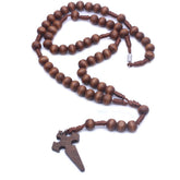 Handcrafted Wooden Rosary Necklace – Short Style 6×7mm Beads with Cross