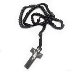 Handcrafted Wooden Rosary Necklace – Cross Design
