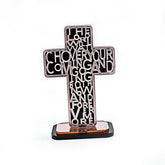 Acrylic Cross Ornament Stand with Scripture for Home, Office & Religious Decor