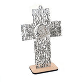 Wooden Cross Ornament Stand with Scripture for Home, Office & Religious Decor