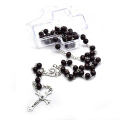 Black / Brown Wooden Rosary Necklace – Handcrafted Cross