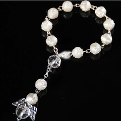 Angel Wing Rosary Bracelet – Rose Heart Beads for Baptism & Wedding