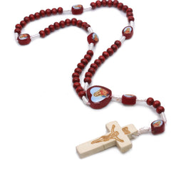 Mini Burgundy Wooden Rosary – Handheld Prayer Beads with Cross