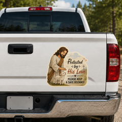 Protected By His Love, Adhesive-Free Magnetic Design, Suitable for Car Doors & Trunks
