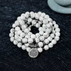 Faith Nova White Turquoise Lotus Mala Healing Bracelet