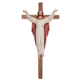 Risen Christ on Cross Wall Sculpture