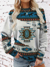 Women's Aztec Print Crew Neck Sweatshirt – Soft, Casual Long Sleeve, Perfect for Fall & Winter