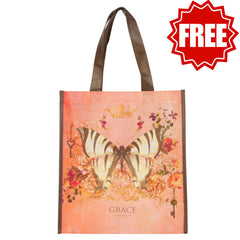 Grace Butterfly Orange Non-Woven Coated Tote Bag - Ephesians 2:8