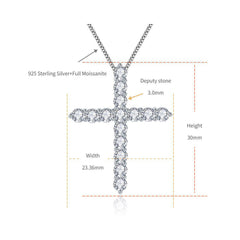 Sterling Silver Moissanite Cross Pendant Necklace – Christian Faith & Eternal Light