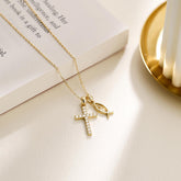 Cross & Ichthys Dual Pendant Necklace – A Symbol of Faith and Love